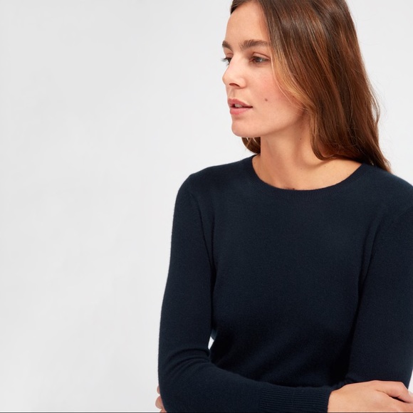 EVERLANE BLACK LONG SLEEVE SEMI SHEER TOP SWEATER MEDIUM - Picture 2 of 6